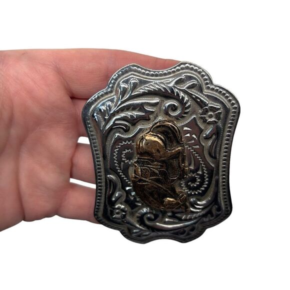 Vintage bronco cowboy horse riding Bull Belt Buckle rodeo Cowboy 3” buckle - Picture 7 of 11